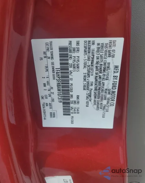 2010 Ford Focus Se из США, поврежденный, VIN 1FAHP3FN8AW107319